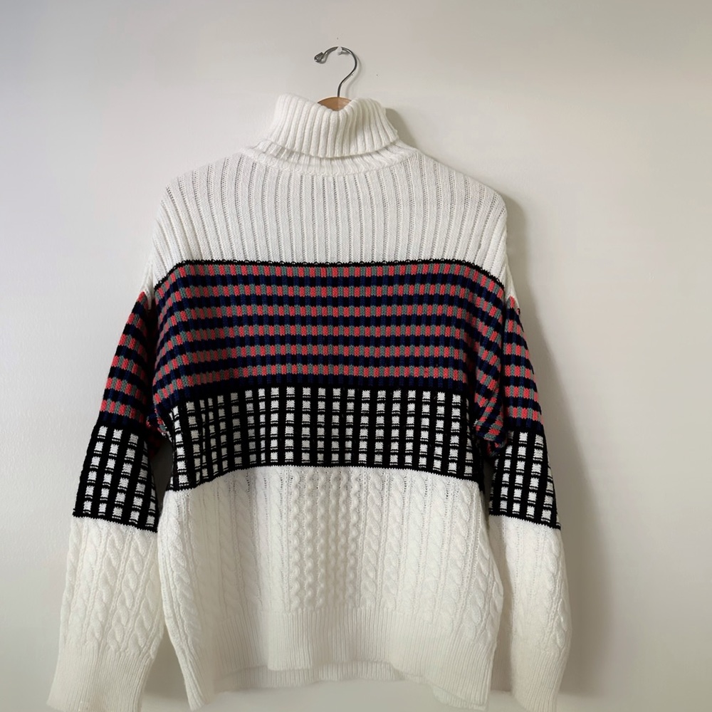 ASOS  Pattern Cable Knit Cream Turtle Neck Sweater